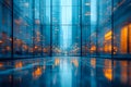 Modern Urban Reflections in Glass Architecture at Dusk for Design and Conceptual Use Generative AI Royalty Free Stock Photo