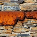 Contrasting Rustic Stone Wall and Rusted Metal Royalty Free Stock Photo