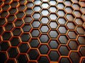 Striking CloseUp Hexagonal Pattern A Vibrant Black and Orange Geometric Design Masterfully Composed for Visual Impact