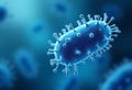 Microscopic 3D Rendering of Bacteria and Viruses in Blue Scientific Field Royalty Free Stock Photo
