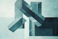 A striking composition of geometric shapes in muted cyan over a subtle cyan background, creating Ai ganerated