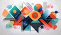 Striking Composition of Simplistic Geometric Shapes in White Space Vibrant, Modern, and Dynamic Artwork for Digital Art, Home Royalty Free Stock Photo