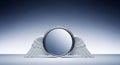 White angel wings frame a reflectionless round mirror Royalty Free Stock Photo