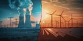 Energy Divide: Fossil Fuels vs. Renewable Clean Power Royalty Free Stock Photo