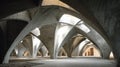 Modernist Concrete Arches Creating Dramatic Interior Architectural Space Royalty Free Stock Photo