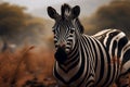 Striking contrast zebras portrait in intricate detail in the forest