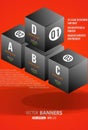 Modern 3D Cube Infographic Banner with Step Labels on Red Background Royalty Free Stock Photo
