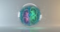 Neon glowing kidneys inside a scientific orb Royalty Free Stock Photo