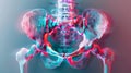 3D hologram of the human sacrum and coccyx with a detailed view