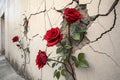 3D roses breaking out of wall Royalty Free Stock Photo