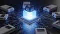 Central AI Processor Core with Networked Devices Royalty Free Stock Photo