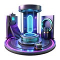 Advanced futuristic high-tech laboratory structure with neon lighting and processing core Royalty Free Stock Photo