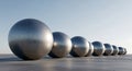 Graduated Metallic Spheres in a Row on Concrete Royalty Free Stock Photo