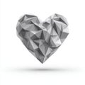 Abstract Polygonal Heart Shape Sculpture With Geometric Facets In White And Grey Tones Isolated On White Royalty Free Stock Photo