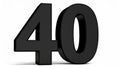 Bold Black Number Forty: 3D Render on White Background with Shadow Royalty Free Stock Photo