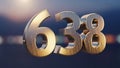 Golden 3D Numbers 638 with Metallic Texture and Soft Bokeh Background Royalty Free Stock Photo