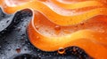 A striking 3D-rendered abstract background featuring a dynamic interplay of orange and black tones. Generative AI