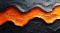 A striking 3D-rendered abstract background featuring a dynamic interplay of orange and black tones. Generative AI