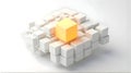 Golden Cube Highlighted Among White Blocks Royalty Free Stock Photo