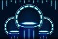 Futuristic Podium with Glowing Circular Frames - 3D Rendered Tech Display