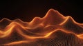 Abstract Digital Terrain Mesh Glowing Orange Grid Landscape on Dark Background Royalty Free Stock Photo
