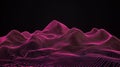 Abstract Pink Wireframe Terrain Landscape on Black Background 3D Digital Visualization Data Flow Network Technology Concept Royalty Free Stock Photo