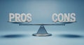 Pros and Cons on a Balance Scale Royalty Free Stock Photo