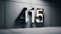 3D Metallic Numbers 415 Against Textured Concrete Wall Royalty Free Stock Photo