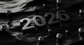 Bold metallic 2026 immersed in abstract black liquid Royalty Free Stock Photo