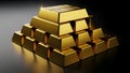 Pyramid Stack of Gleaming Gold Bars on Dark Background Royalty Free Stock Photo