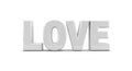 3D White Glossy \'LOVE\' Text on White Background Royalty Free Stock Photo