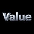 3D Silver Metallic Word Value on Black Background Royalty Free Stock Photo
