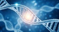 3DNA Double Helix Structure with Glowing Light and Blue Abstract Background Representing Genetics and Science Royalty Free Stock Photo