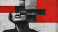 Bold minimalist design showcasing a woman in intricate brutalist style juxtaposed with geometric shapes
