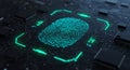 Biometric authentication glow on a dark PCB Royalty Free Stock Photo