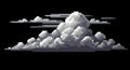 Heavy grayscale pixel art clouds on black background Royalty Free Stock Photo
