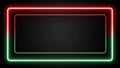 Neon Border Frame with Red and Green Lights on Dark Background - Copy Space Royalty Free Stock Photo