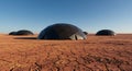 Martian colony domes on a cracked red desert Royalty Free Stock Photo