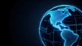 Digital Globe with Blue Lines and Dark Background for Technology Use Royalty Free Stock Photo