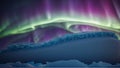 A Striking Display Of Aurora Lights Shine Brightly Above A Snow Covered Mountain AI Generative Royalty Free Stock Photo