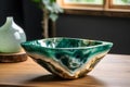 Emerald Green Resin Bowl with Natural Stone Design Royalty Free Stock Photo