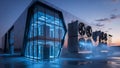 Futuristic Data Center with Advanced Cooling System at Twilight Royalty Free Stock Photo