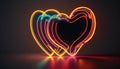 Striking and Eye-catching Neon Tube Heart Illumination Perfect for Nightlife and Party Scenes. Generative ai illustration