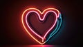 Striking and Eye-catching Neon Tube Heart Illumination Perfect for Nightlife and Party Scenes. Generative ai illustration