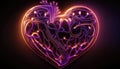 Striking and Eye-catching Neon Tube Heart Illumination Perfect for Nightlife and Party Scenes. Generative ai illustration