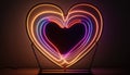 Striking and Eye-catching Neon Tube Heart Illumination Perfect for Nightlife and Party Scenes. Generative ai illustration