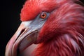 Striking Flamingo closeup head. Generate Ai