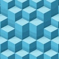 Striking geometric pattern featuring interlocking isometric cubes in gradient blue tones Royalty Free Stock Photo