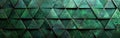 Dark Green Mosaic Tile Wallpaper with Geometric Fluted Triangles - Abstract Background Banner