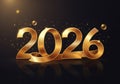 Golden 2026 Typography with Elegant Soft Light Reflection. Royalty Free Stock Photo